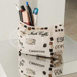 Colourful half-linen cosmetic bag "Coffee"